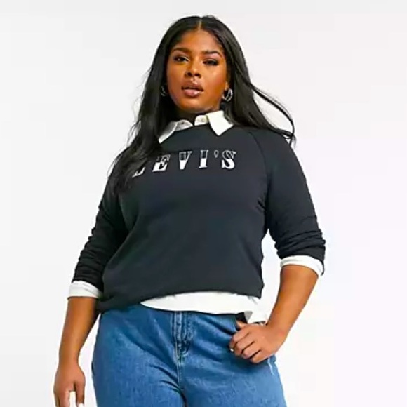 Levi's Plus graphic relaxed sweatshirt in black, size 1X - Picture 3 of 7